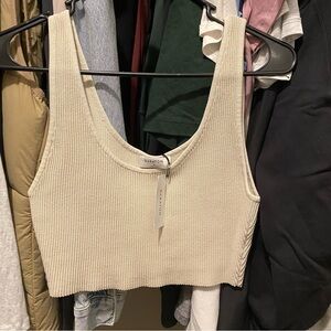 Beige Ribbed Crop Top